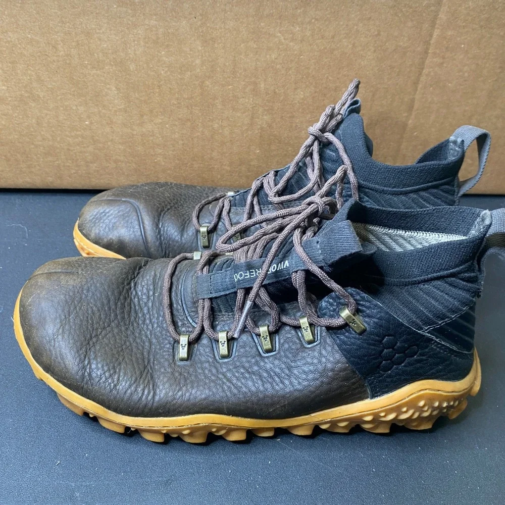Vivobarefoot Magna FG Mens Leather Barefoot Hiking Boots Brown Black Michelin 42